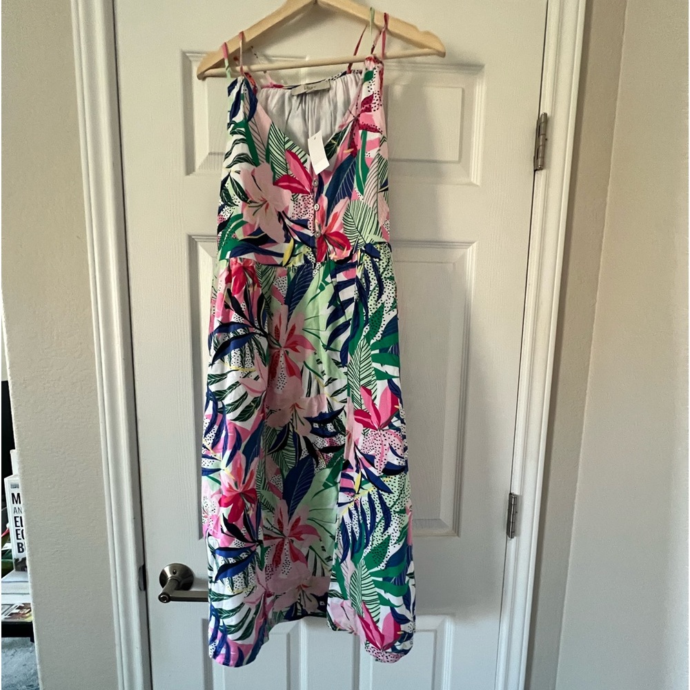 Loft Palm Double Strap Midi Dress